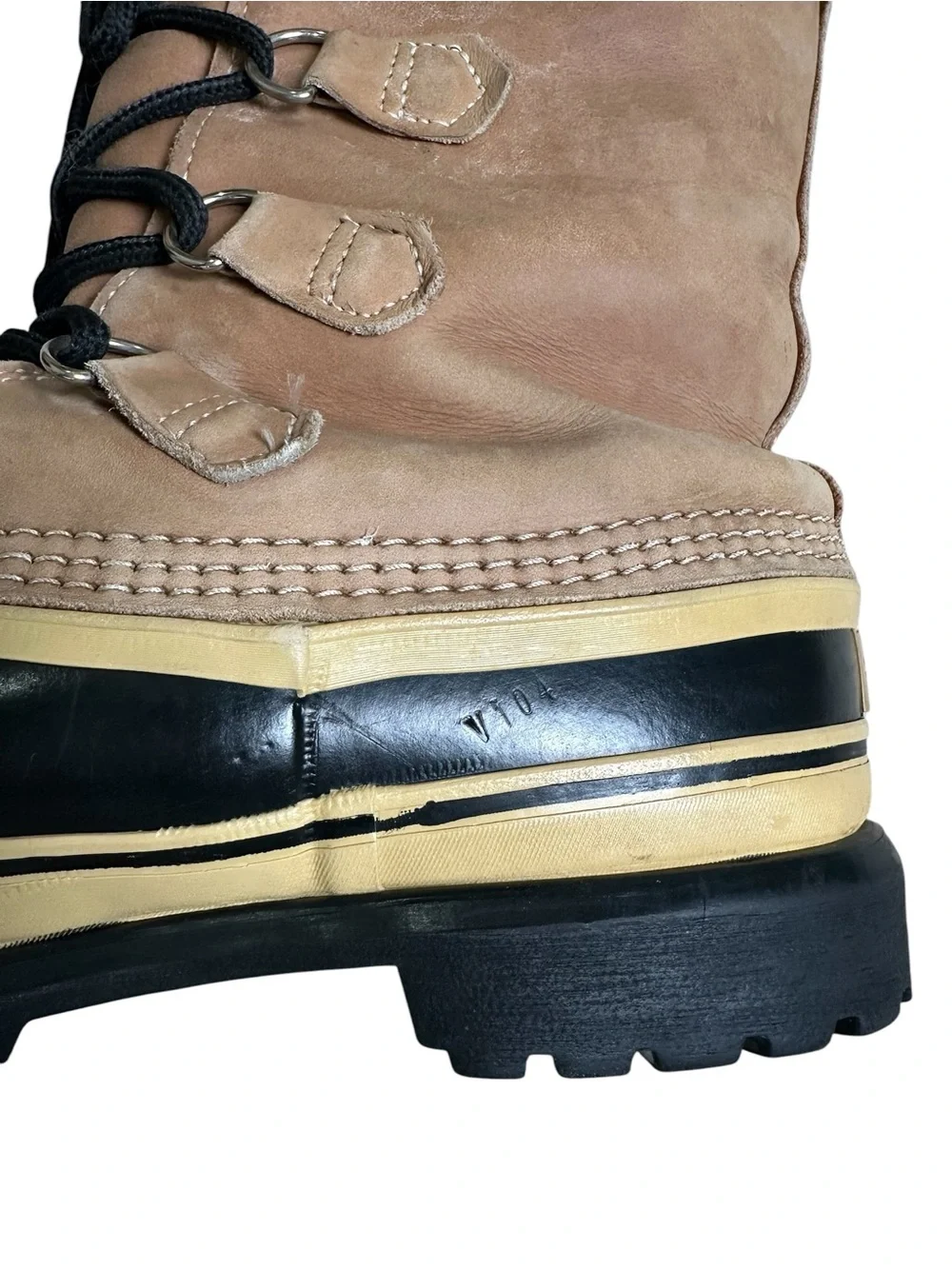 Sorel Men’s 9 Tan & Black Kaufman Canada Leather Wool Caribou Winter Snow Boot